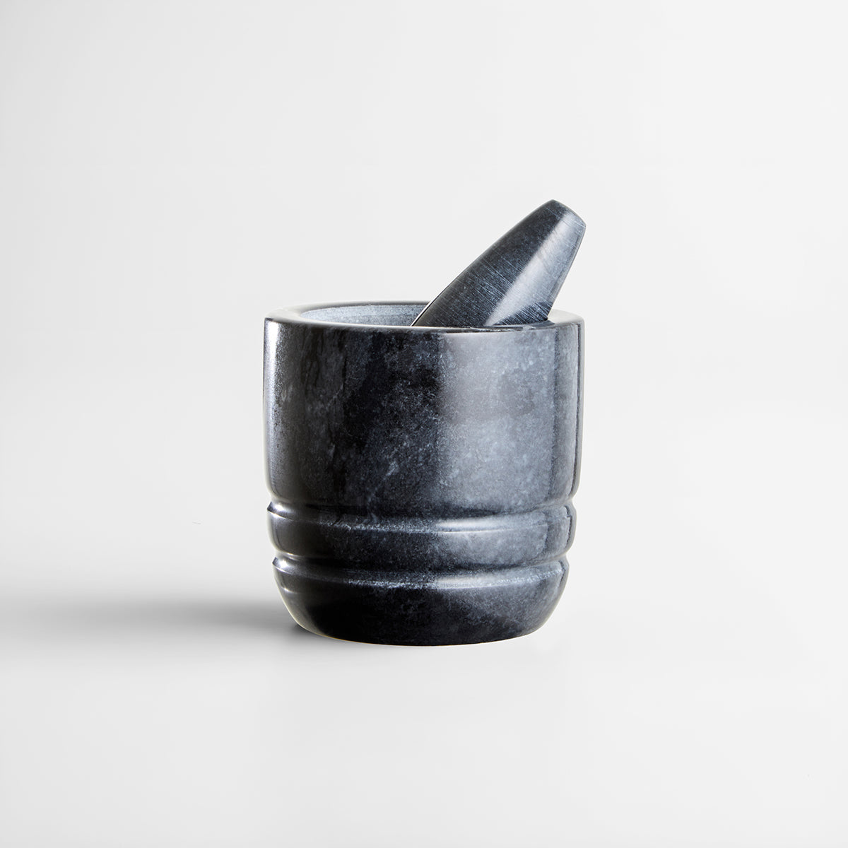 Marmore Black Marble Textured Mortar And Pestle