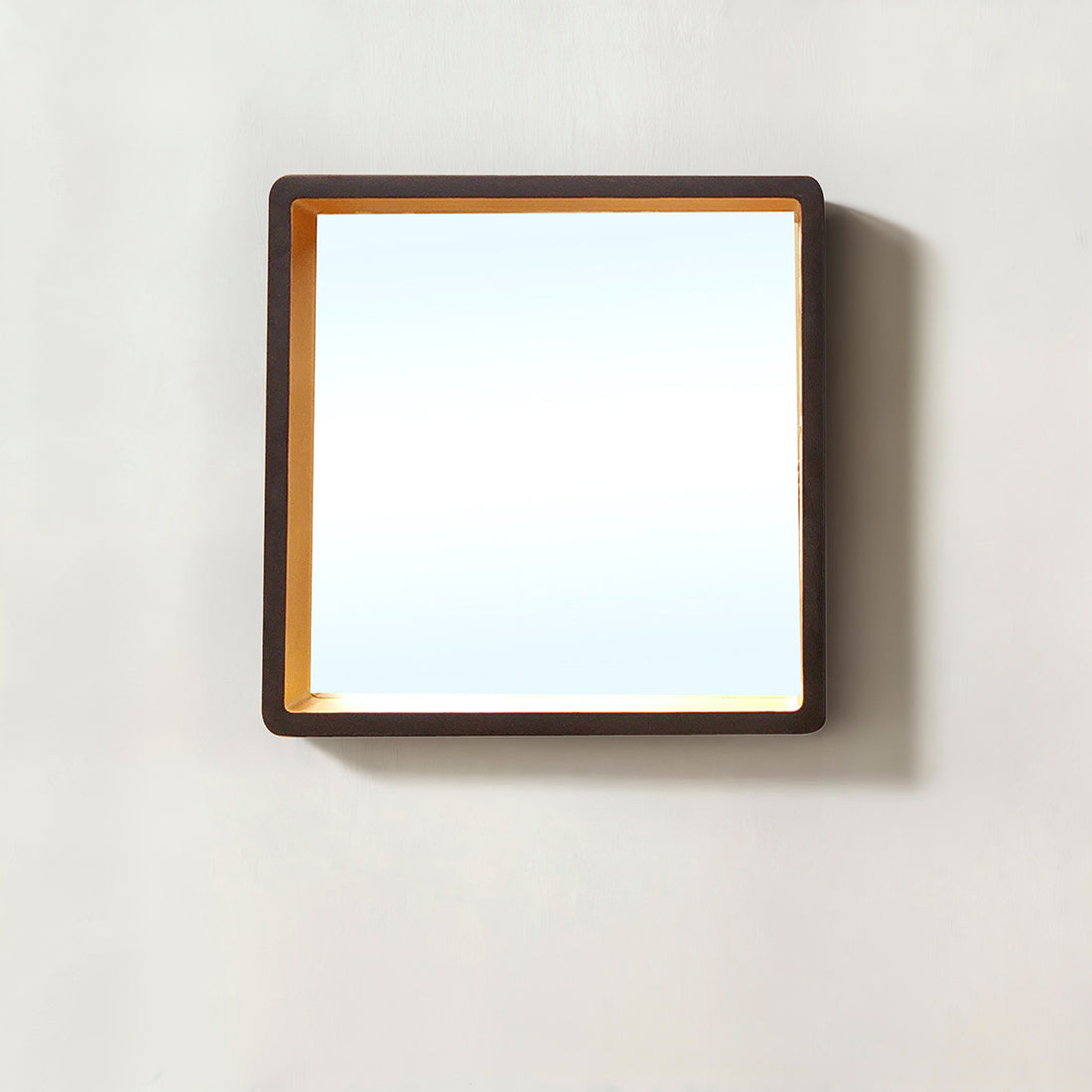 Trosa Large Black Wall Mirror with Gold Edge