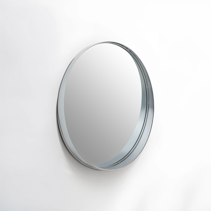 Avento Large Round Silver Wall Mirror