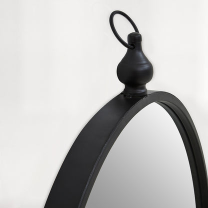 Avento Black Wall Mirror With Circular Hook