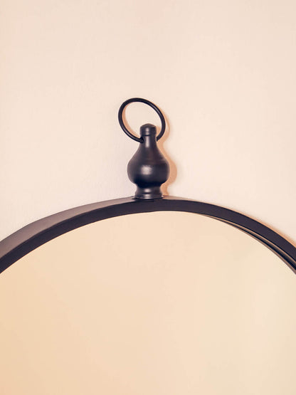 Avento Black Wall Mirror With Circular Hook