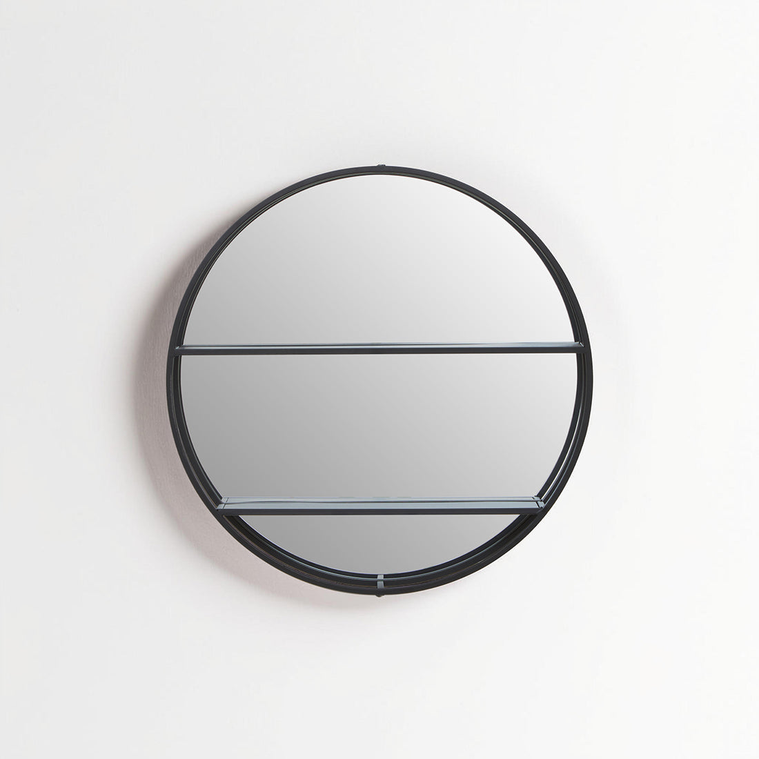 Avento Black Shelved Wall Mirror