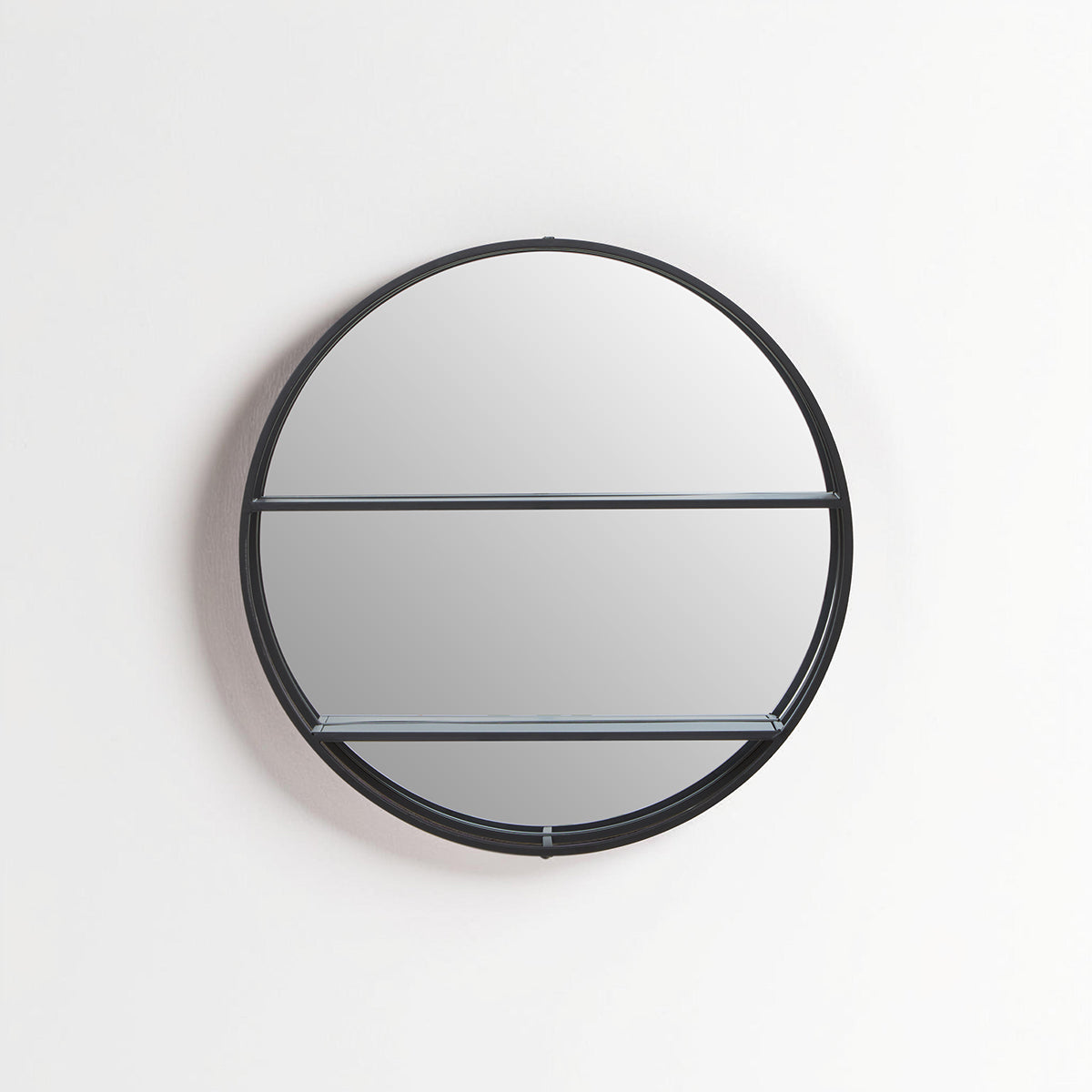 Avento Black Shelved Wall Mirror