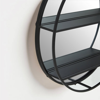 Avento Black Shelved Wall Mirror