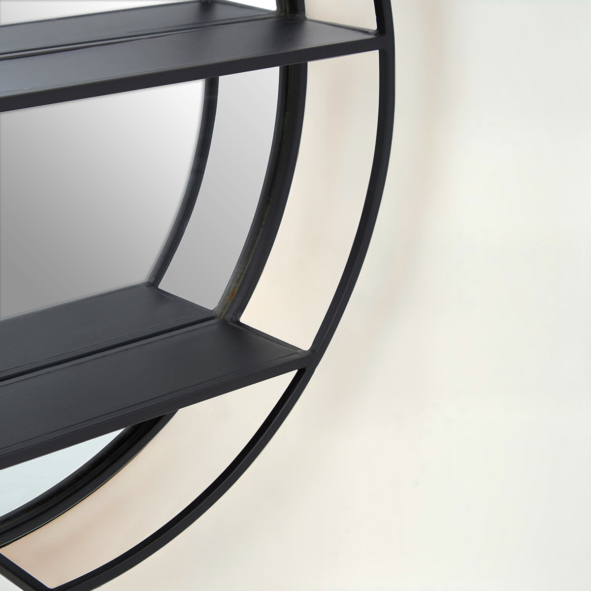 Avento Black Shelved Wall Mirror