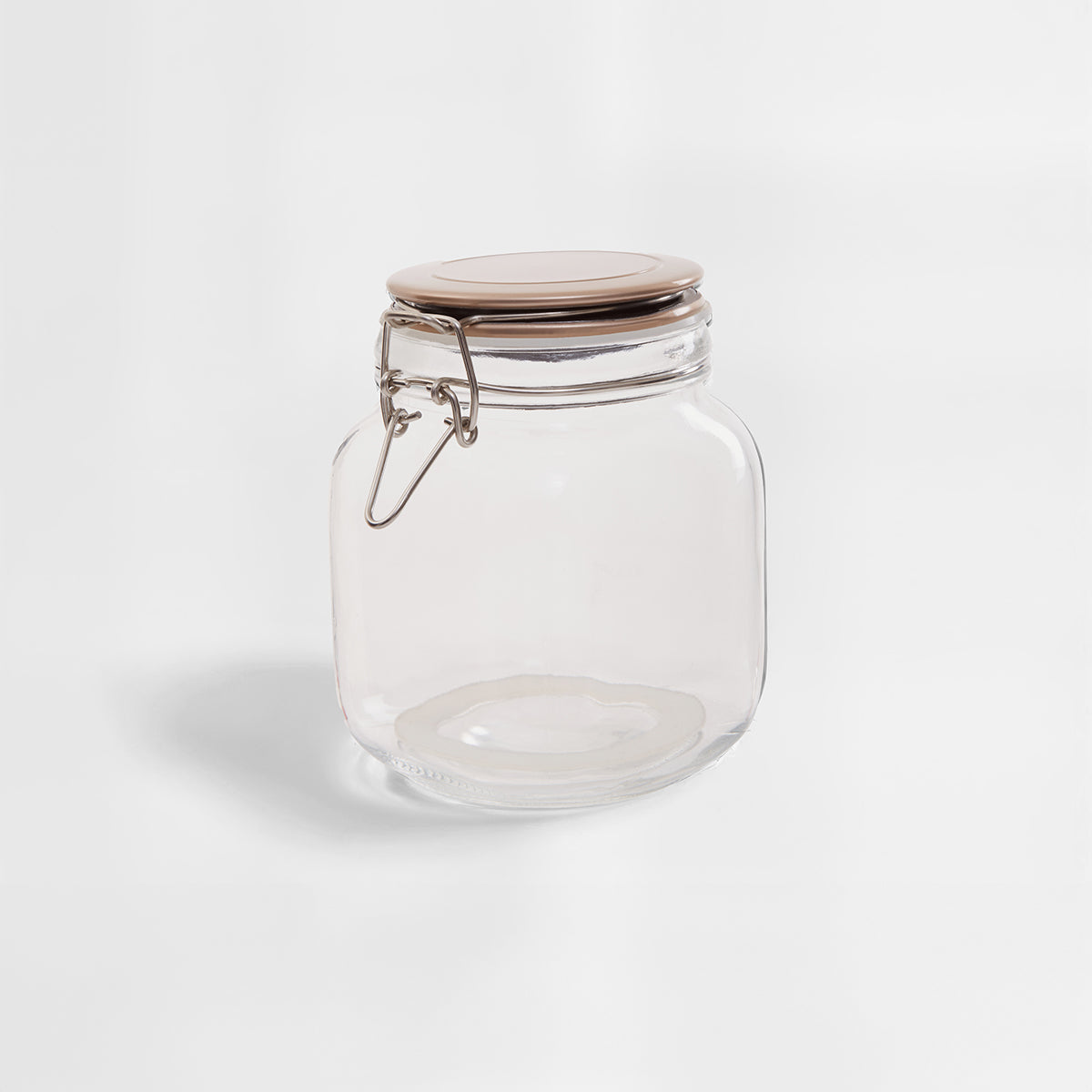 Luca Square 1050ml Glass Jar With Champagne Lid