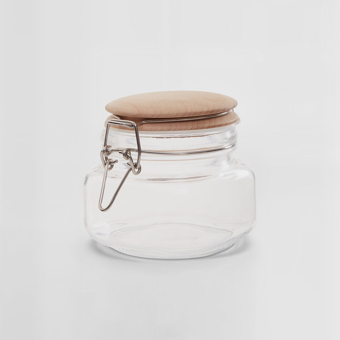 Luca Square 500ml Glass Jar With Wooden Lid