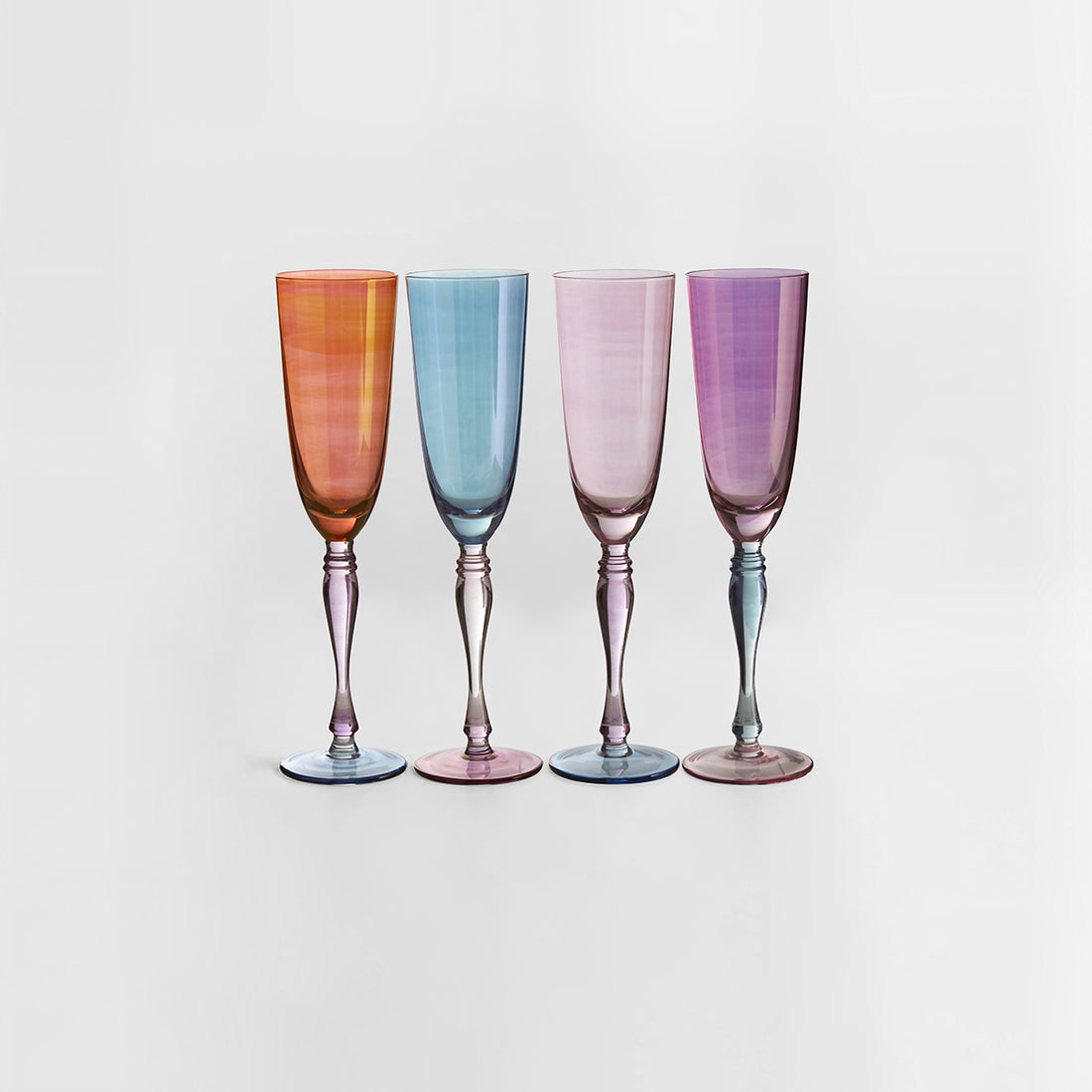 Aurora Set of 4 Multicolour Champagne Glasses