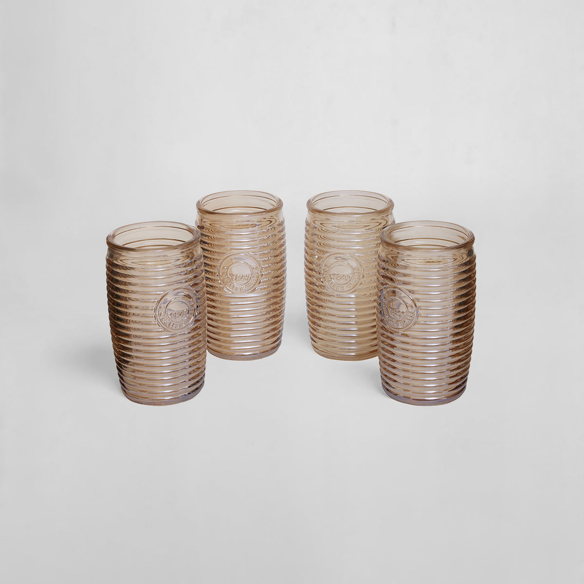 Dayla Set Of Four Gold Ribbed Glass Tumblers