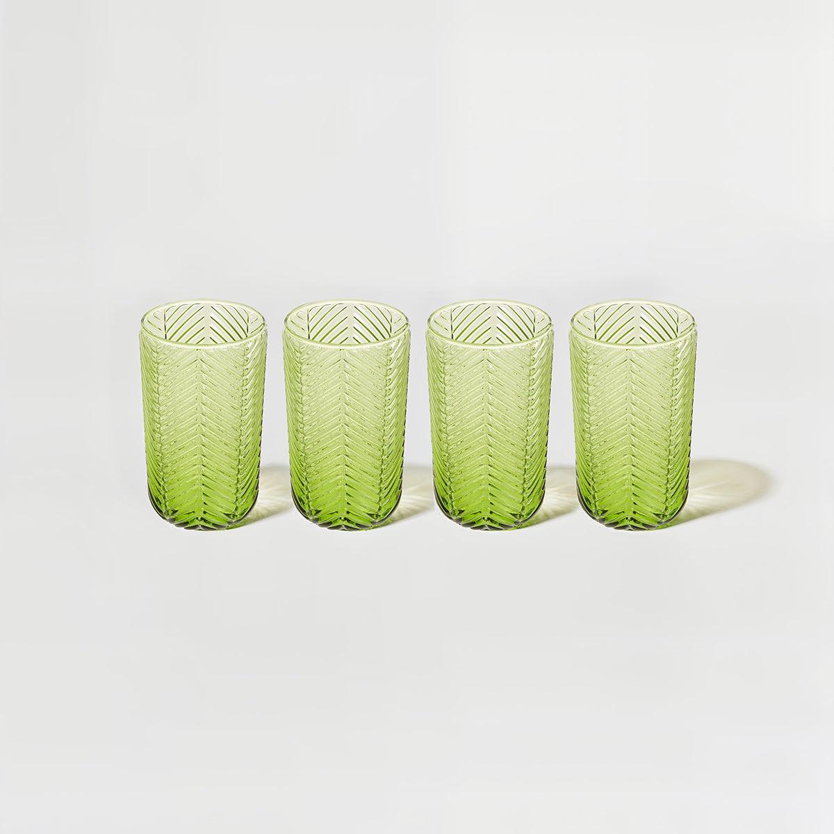 Fleur Set Of Four Green Highball Glasses