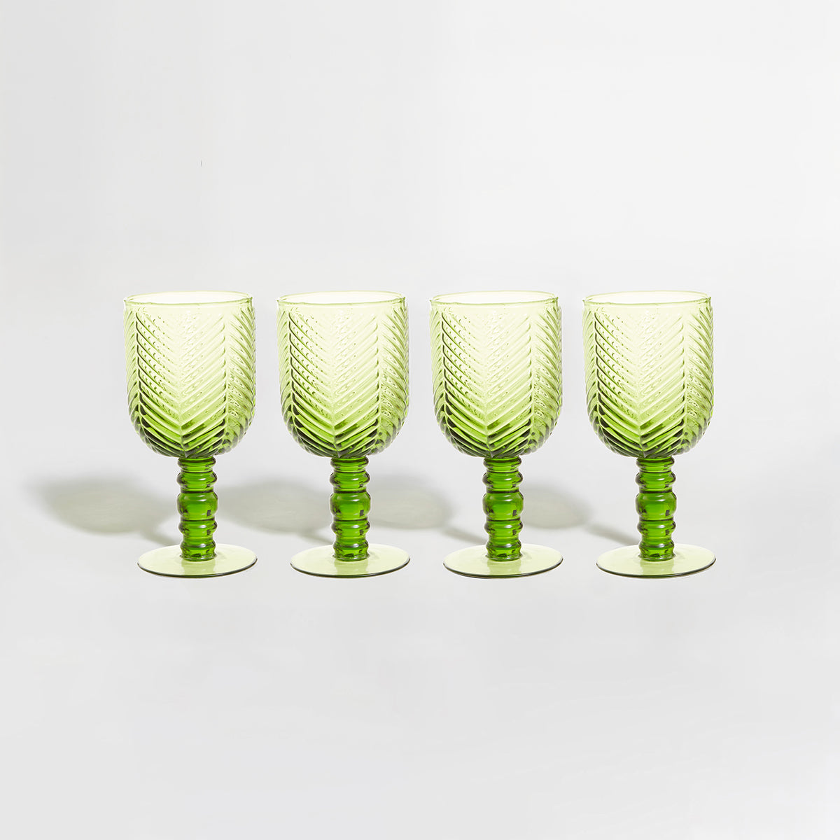 Fleur Set Of Four Green Wine Glasses