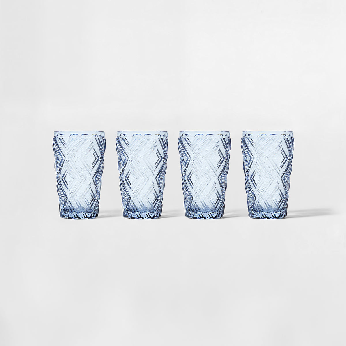 Fleur Set Of Four Blue Highball Glasses