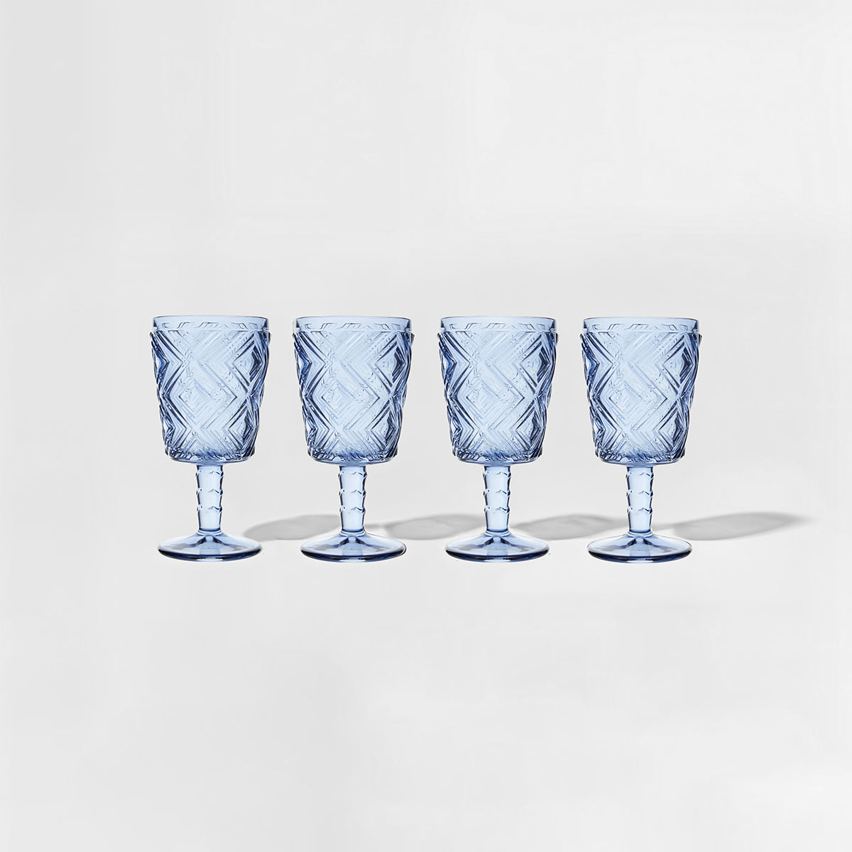 Fleur Set Of Four Blue Wine Glasses