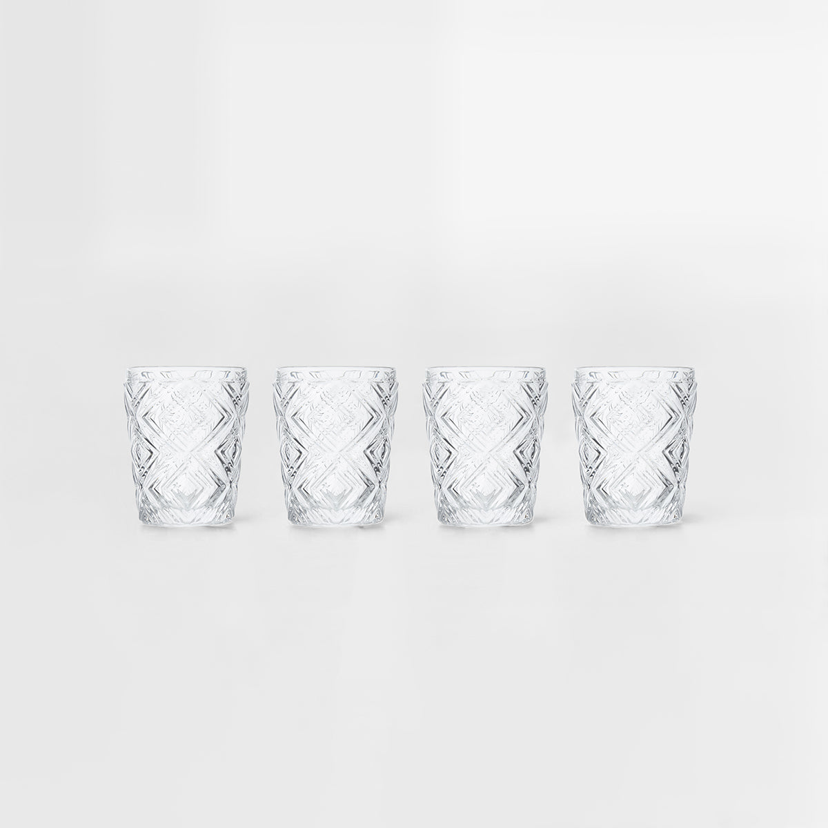 Fleur Set Of Four Clear Glass Tumblers