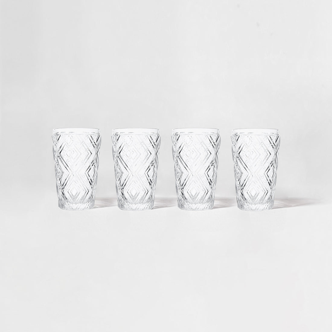 Fleur Set Of Four Clear Highball Glasses