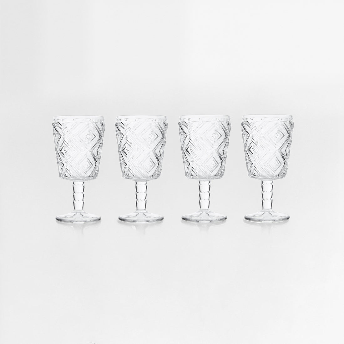 Fleur Set Of Four Clear Wine Glasses