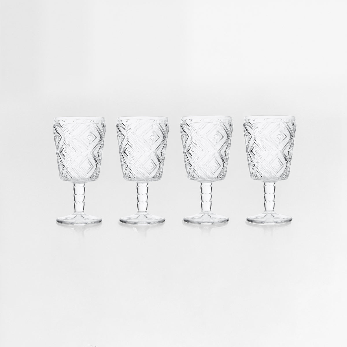 Fleur Set Of Four Clear Wine Glasses