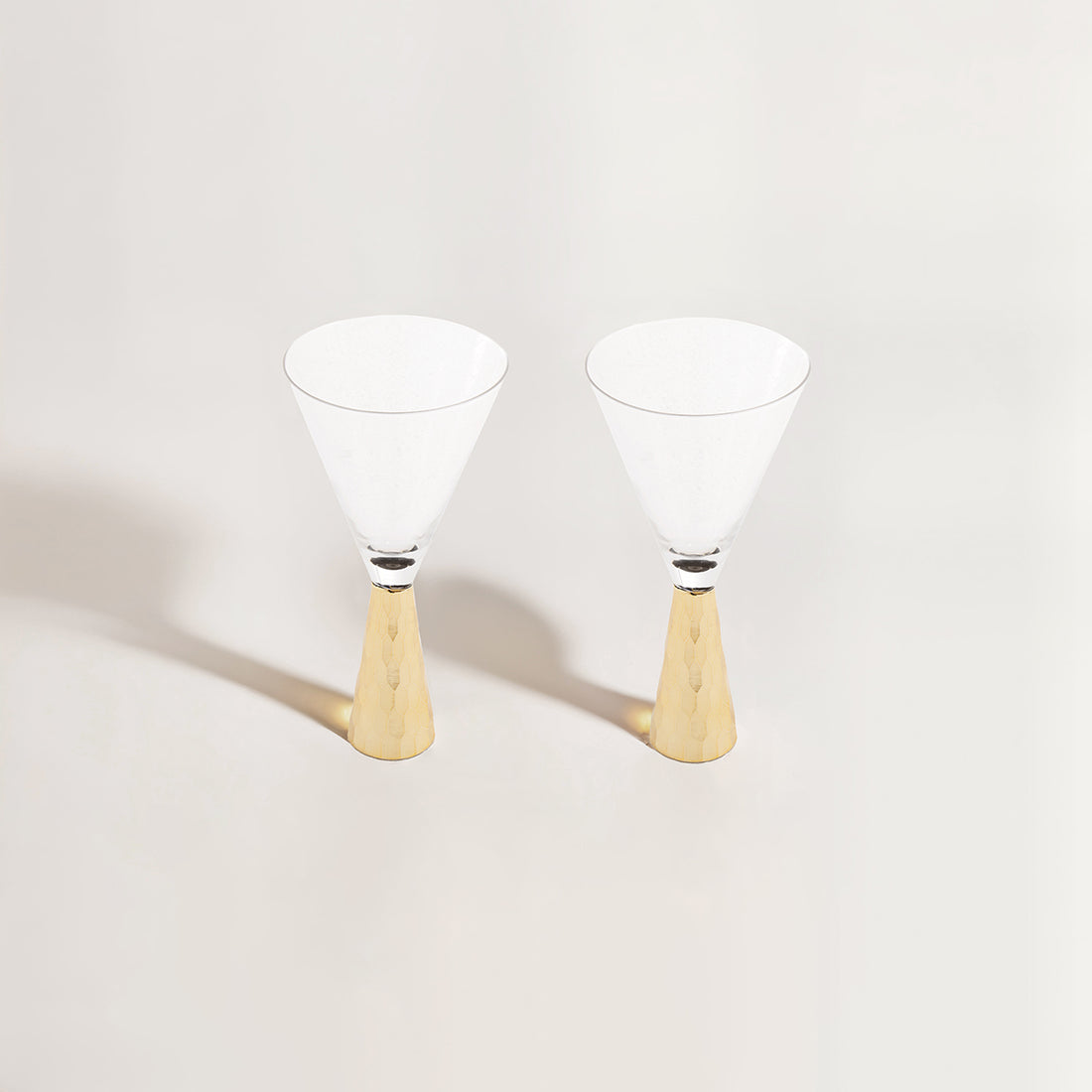 Set Of Two Astrid Wine Glasses With Gold Finish Stem