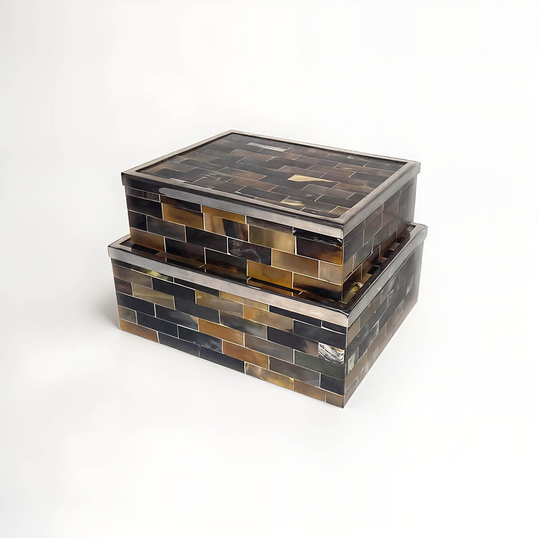 Complements Buffalo Horn Trinket Boxes - Set of 2