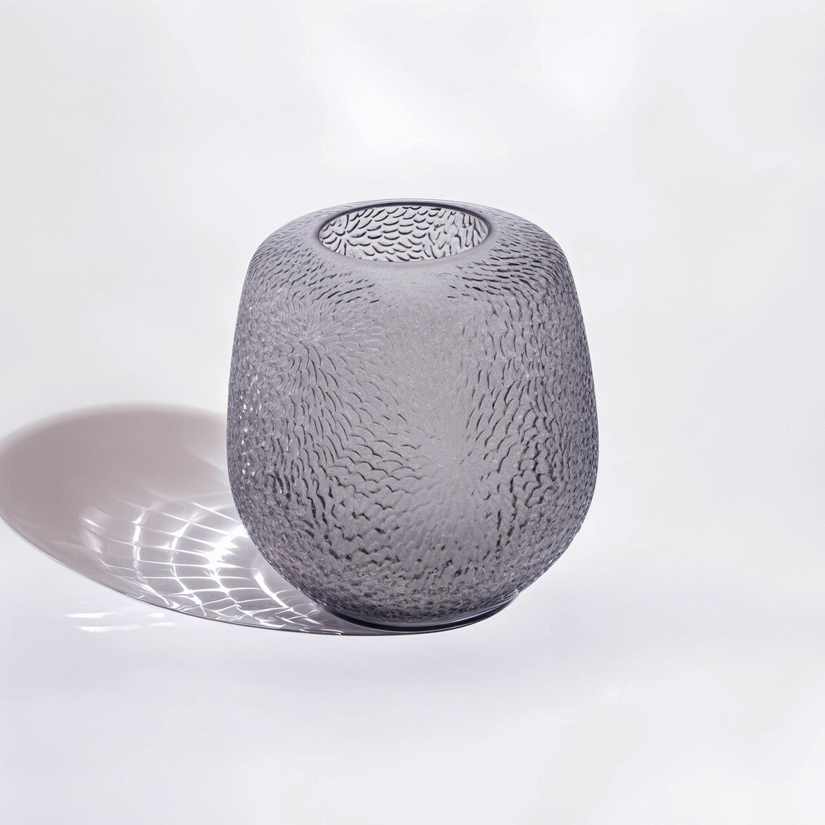 Colbie Medium Embossed Grey Glass Vase