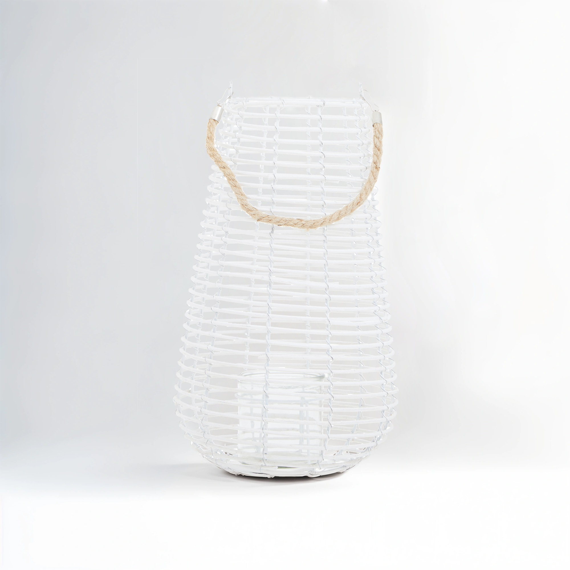 Lentigo Large White Rattan Lantern