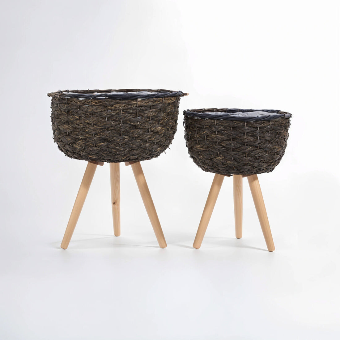 Lentigo Set Of Two Black Planters