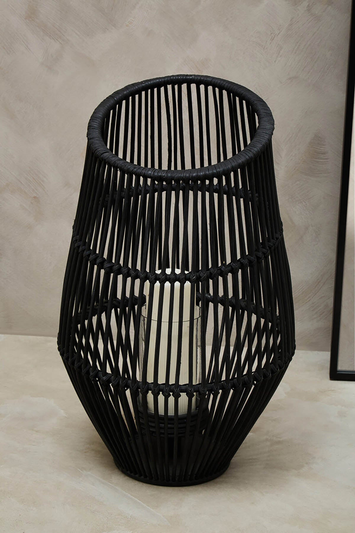 Mataram Large Black Natural Rattan Lantern