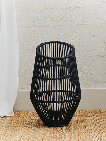 Mataram Large Black Natural Rattan Lantern