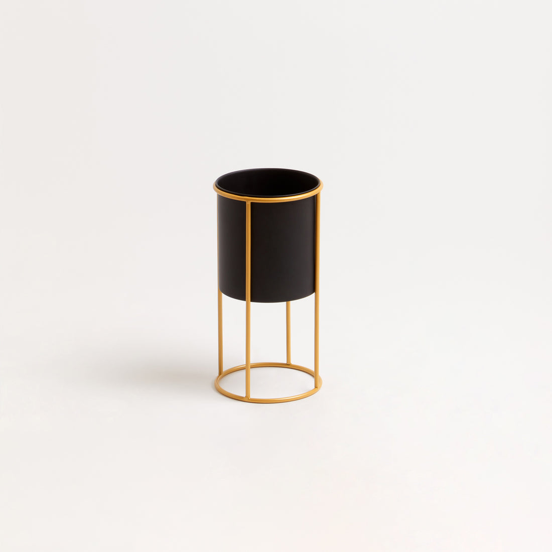 Trosa Small Black And Gold Floor Standing Planter