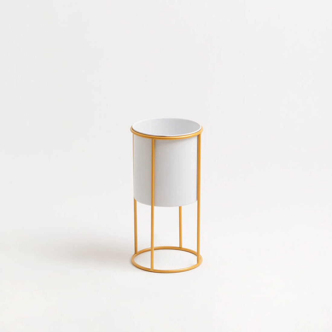 Trosa Small White And Gold Floor Standing Planter