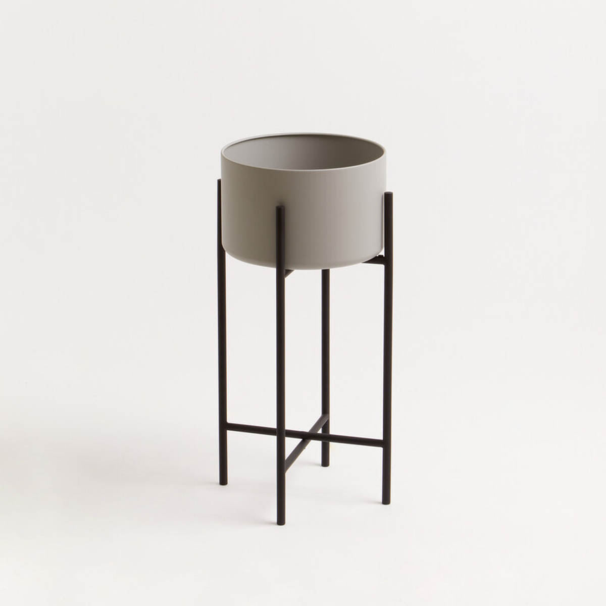 Trosa Large Grey And Black Floor Standing Planter