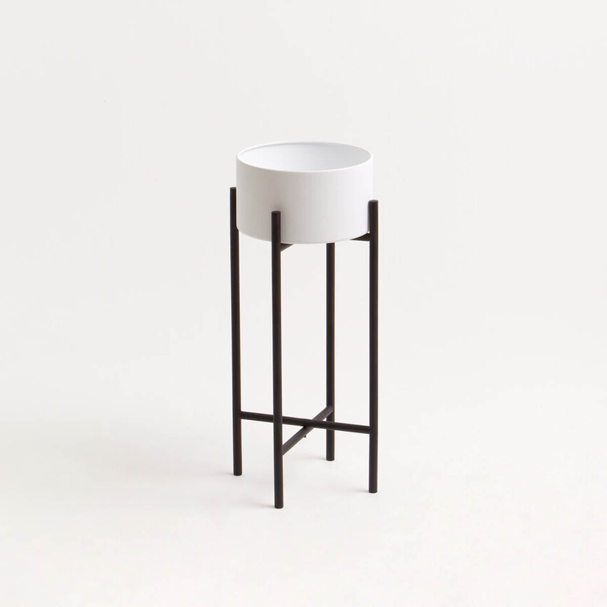 Trosa Small White And Black Floor Standing Planter