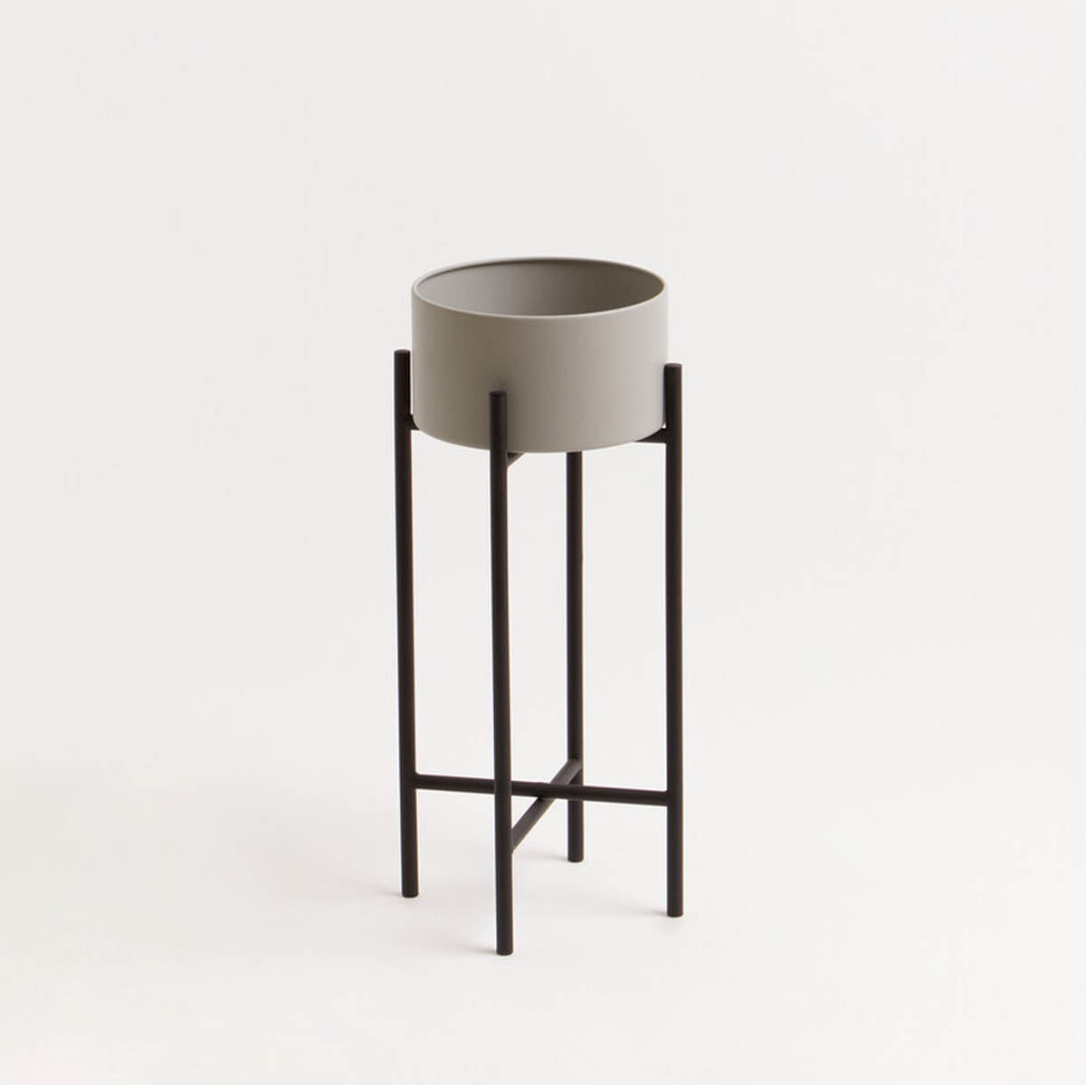 Trosa Small Grey And Black Floor Standing Planter