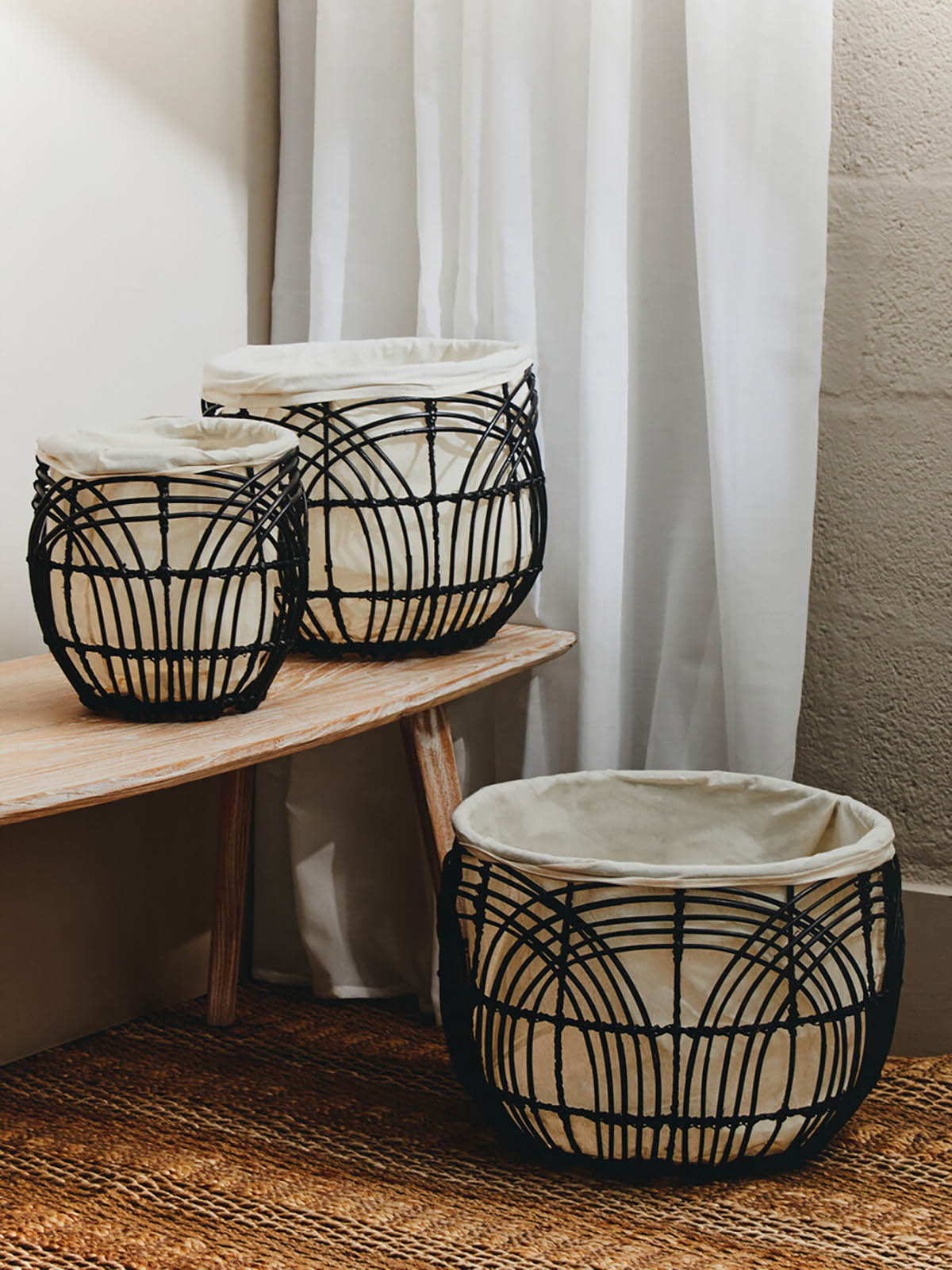 Arles Set Of 3 Rattan Baskets