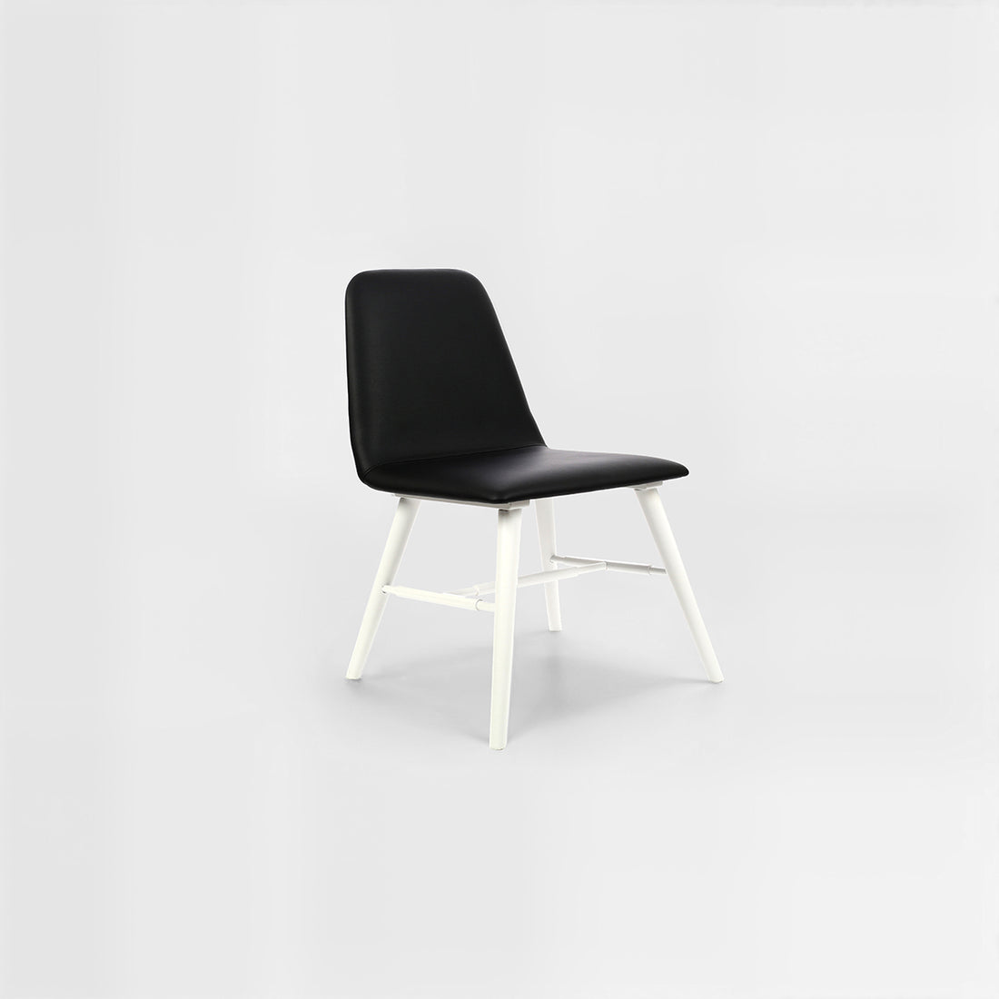 Cassy Black Leather Effect Dining Chair With White Legs