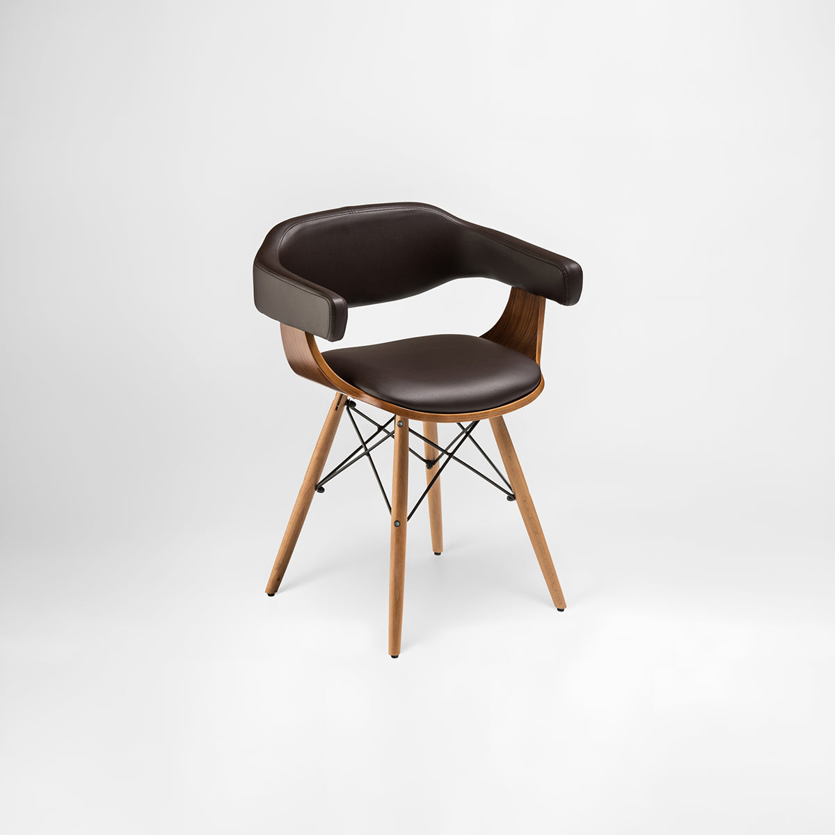 Parker Brown Leather Effect Beech Wood Legs Chair