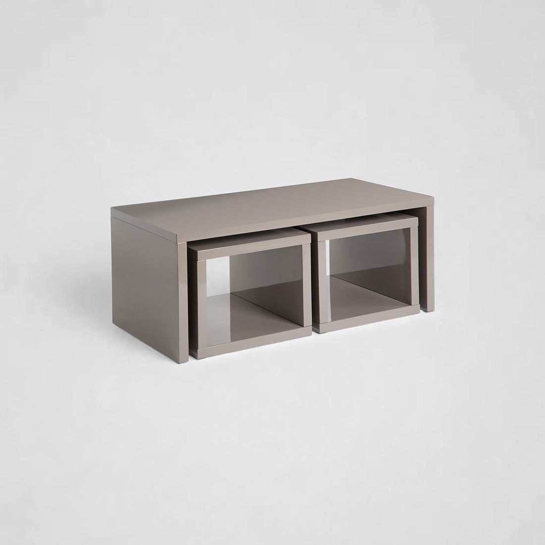 Madrid Dark Grey High Gloss Coffee Table With Two Under Tables