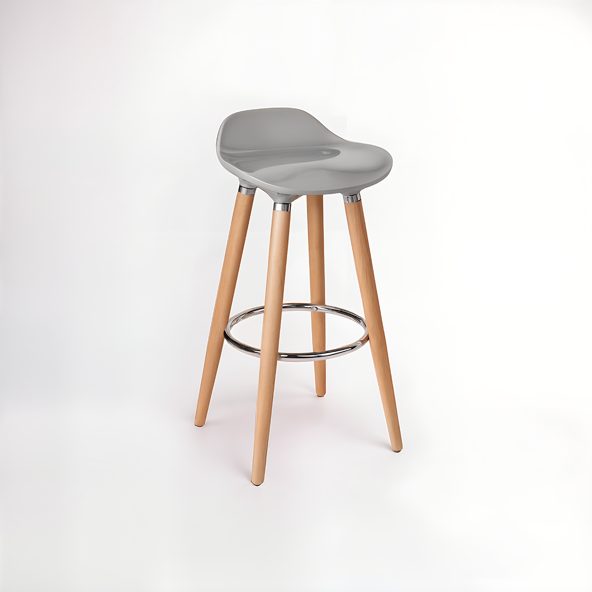 Stockholm Taupe Abs And Beech Wood Bar Stool