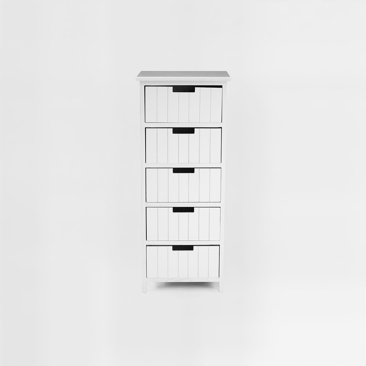 New England White Mdf 5 Drawers Chest