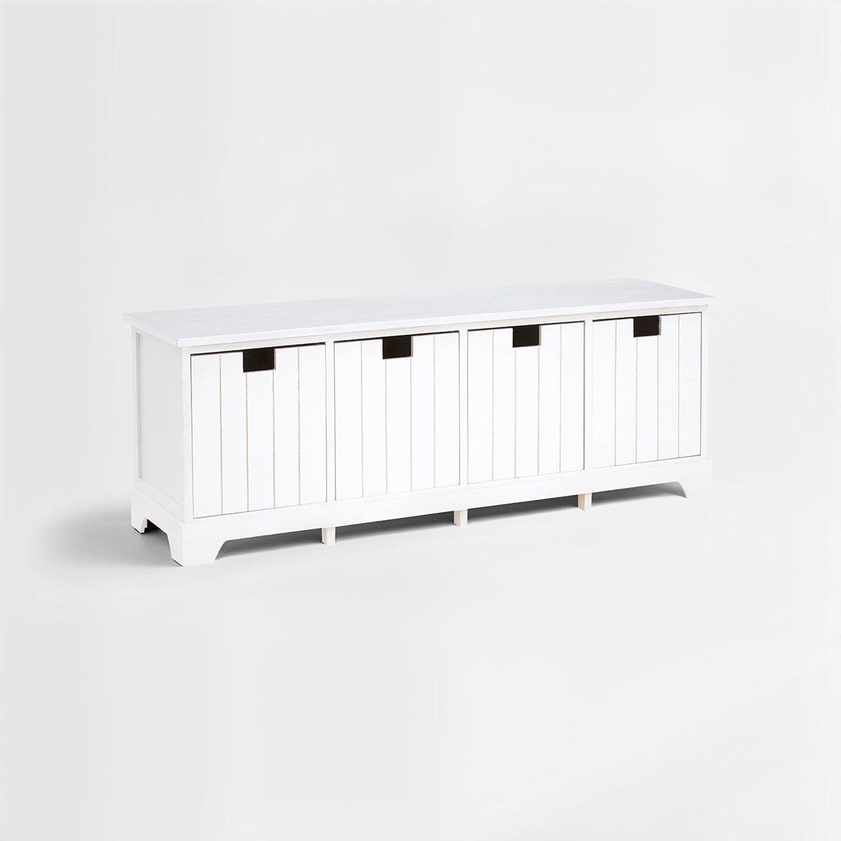 New England White Drawer Bench