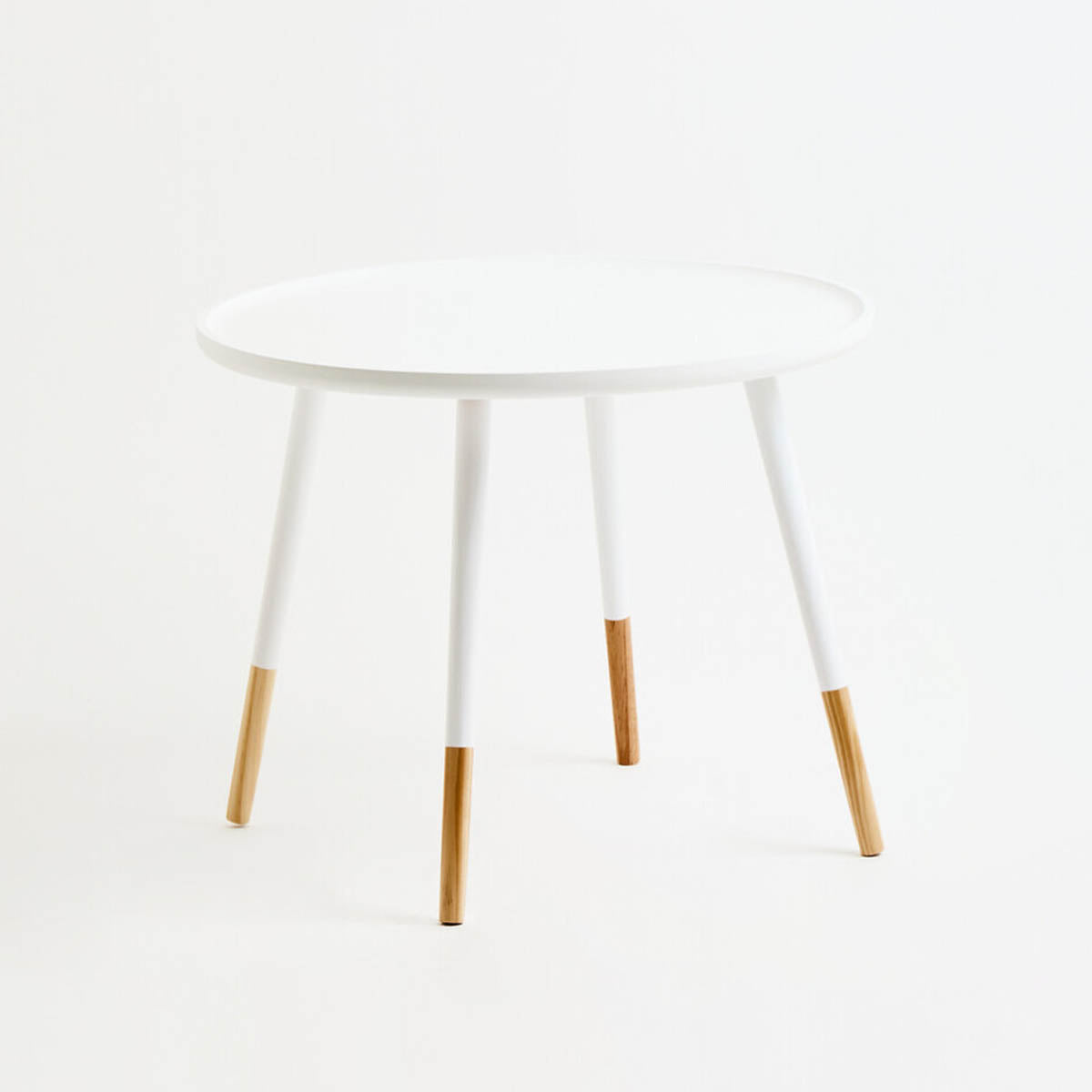 Viborg White And Natural Small Round Side Table