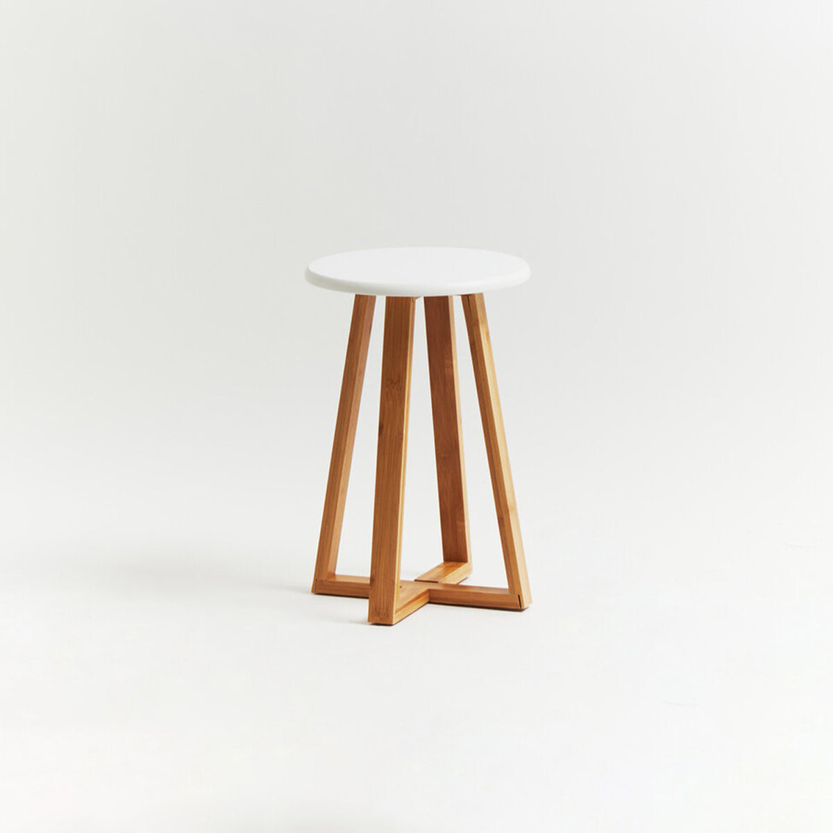 Viborg White And Natural Bamboo Round Stool