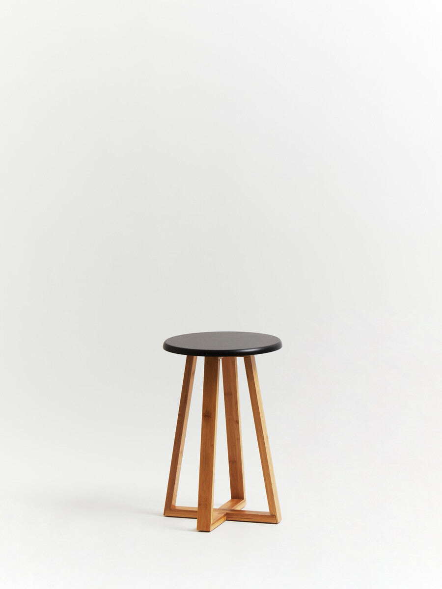 Viborg Black Bamboo Round Stool