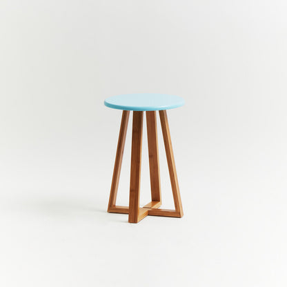 Viborg Blue Bamboo Round Stool