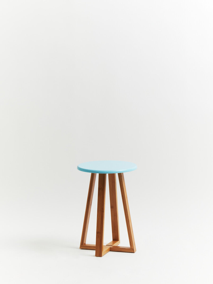 Viborg Blue Bamboo Round Stool