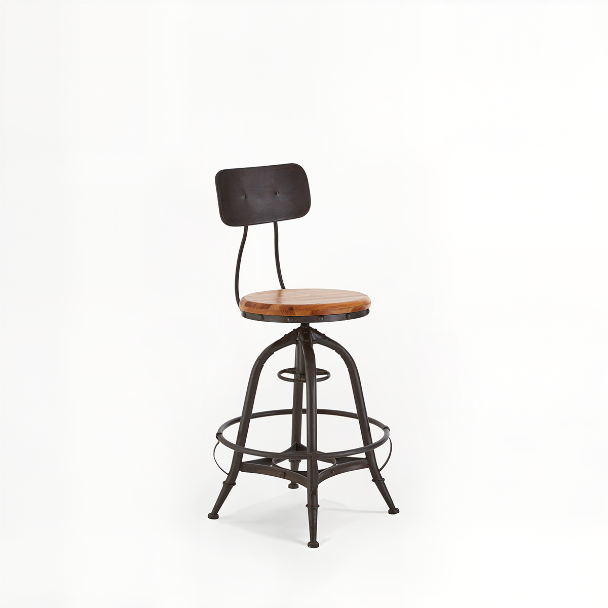 New Foundry Fir Wood And Metal Bar Chair