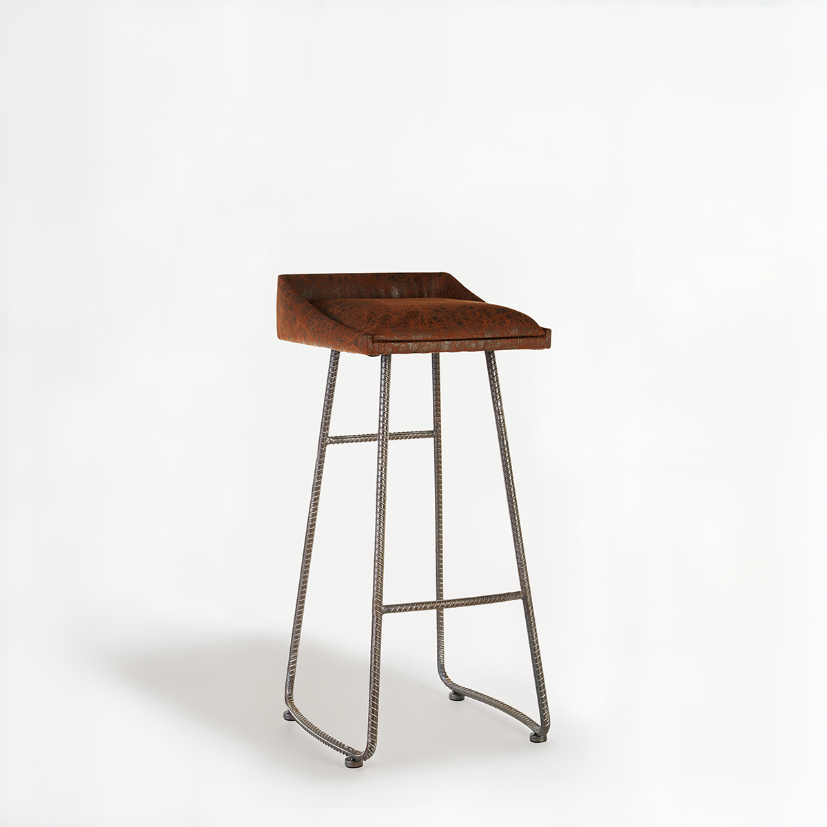 New Foundry Brown Leather Effect Bar Stool