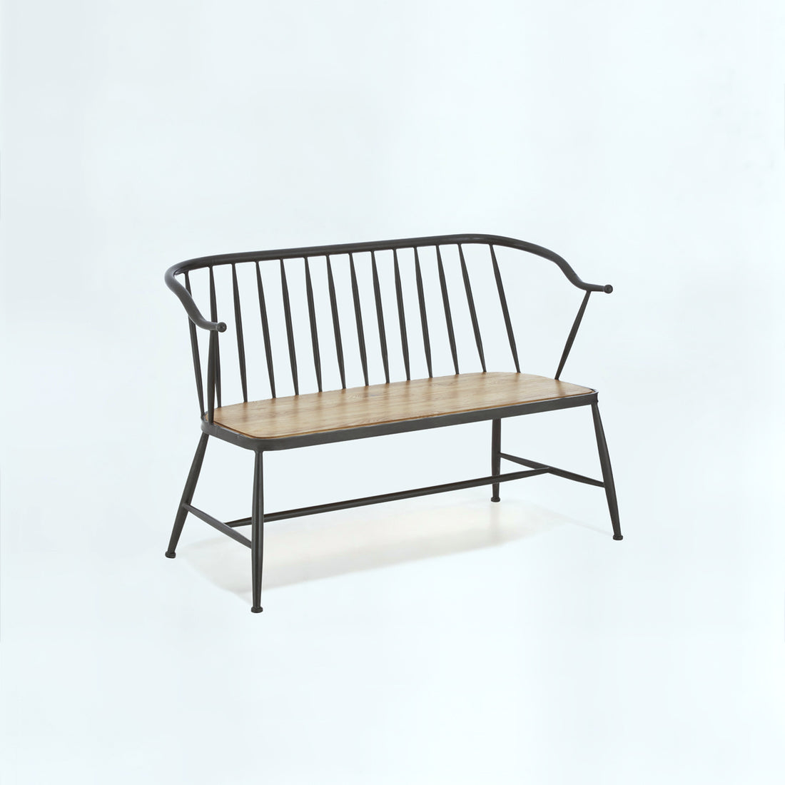 New Foundry Ash Wood And Metal Bench Chair