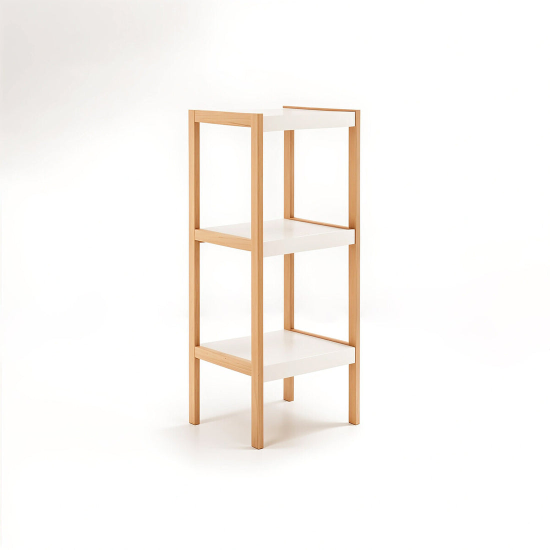 Nostra Three Tiered White And Natural Shelf Unit