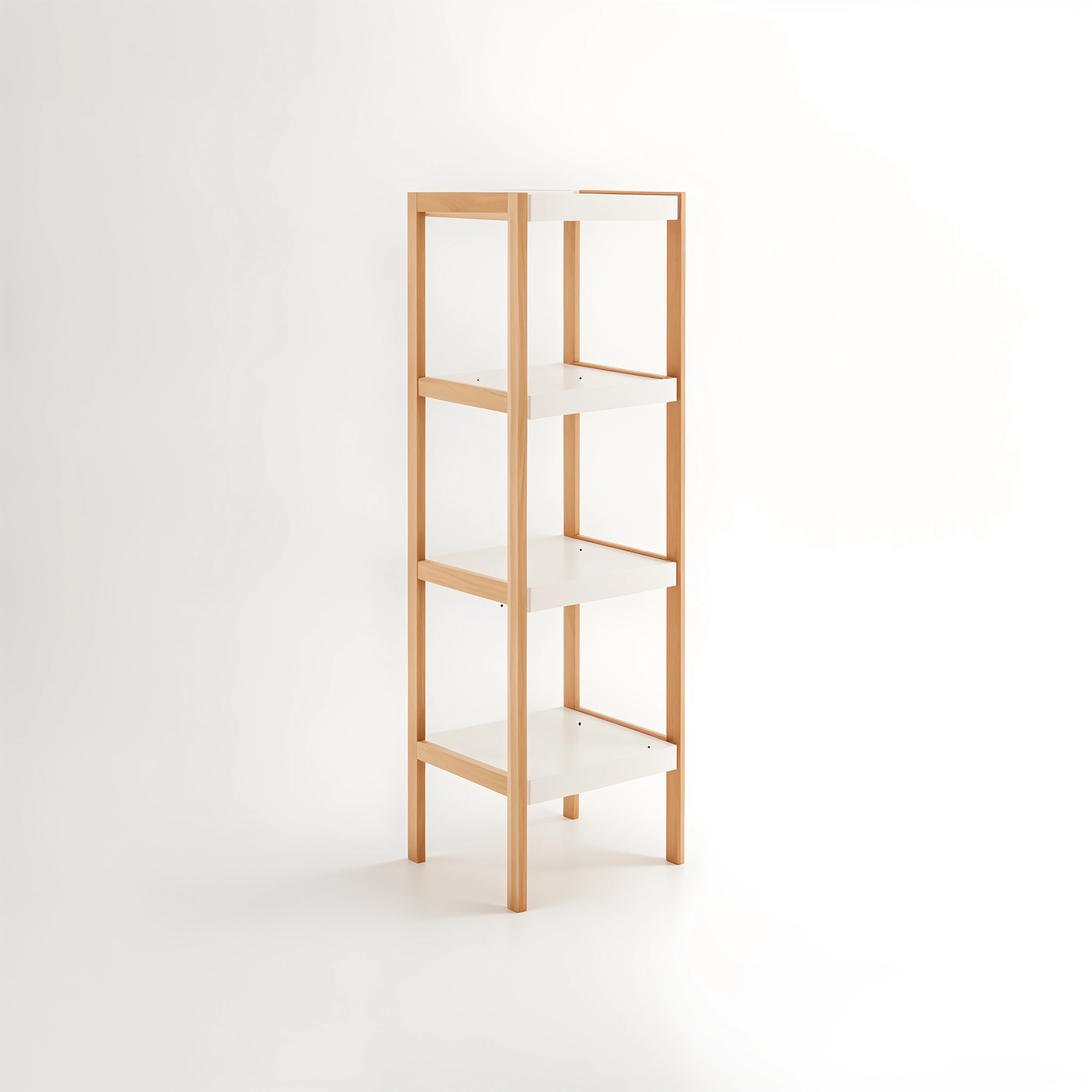 Nostra Four Tiered White And Natural Shelf Unit